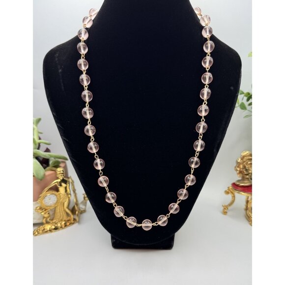 Vintage Translucent Pink Art Glass Choker Necklace Estate Find Jewelry Pretty - Picture 2 of 8